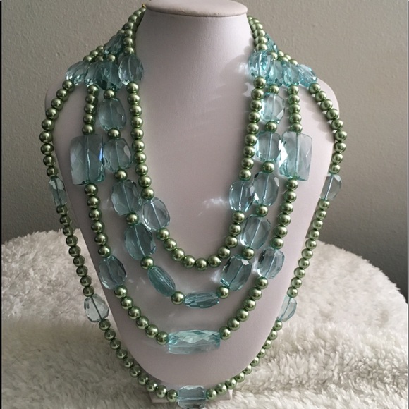 Heidi Daus Facetted Aqua Glass & Pearls Necklace - Picture 3 of 13